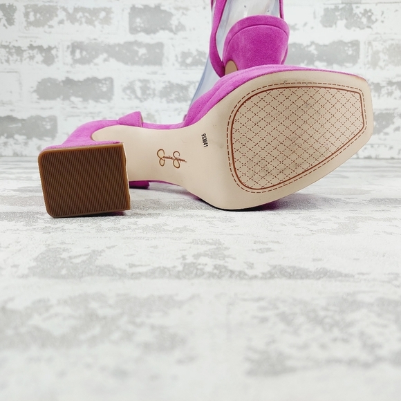 NEW Jessica Simpson Fuchsia Purple Buckle Ankle Strap Platform Heels M1004 - Picture 8 of 13
